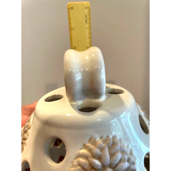 Vintage Yankee Candle Stoneware Lantern with Dragonfly & Floral Design Beige - Picture 7 of 8